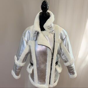 Metallic silver women’s winter coat